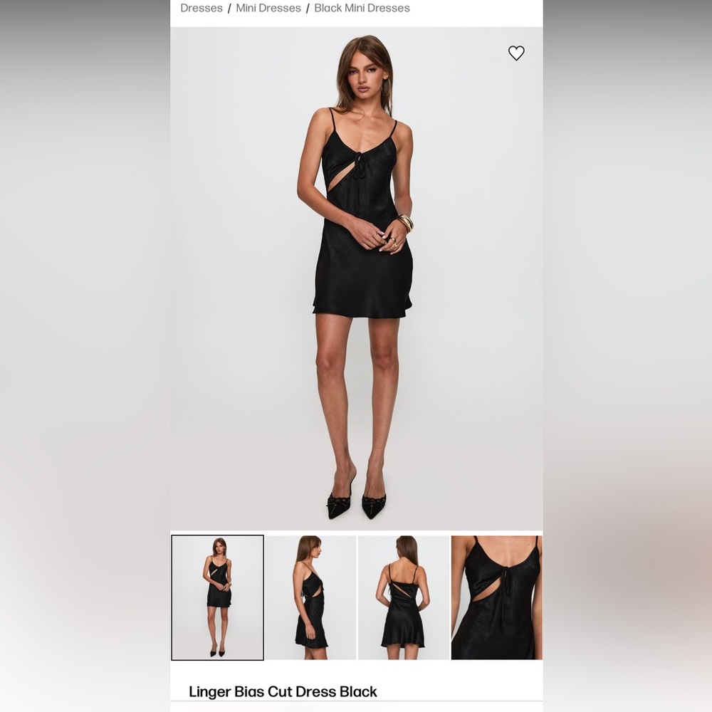 Princess Polly Black Silk Dress Size 4